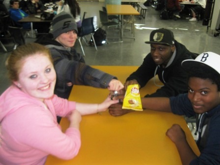 AHS Students enjoying their table in the cafeteria