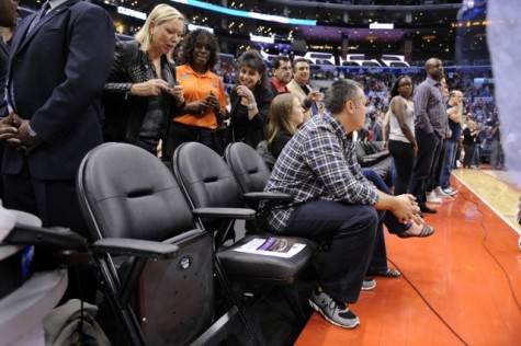 The seats of Los Angeles Clippers owner Donald Sterling sit empty before the start of play against the Golden State Warriors in Game 5 of a Western Conference quarterfinal at Staples Center in Los Angeles on Tuesday, April 29, 2014. (Wally Skalij/Los Angeles Times/MCT)