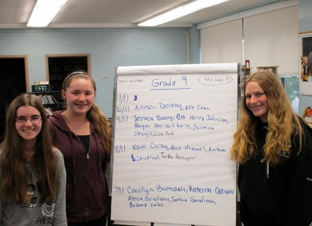 The WordMaster Challenge Results for Grade Nine - Jessica Barry, Allison Dennehy and Ally Snow