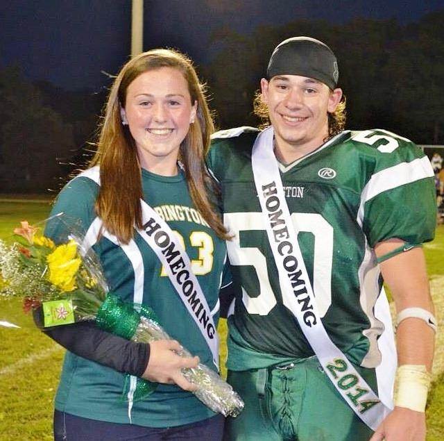 Former SAAC members Molly Ferguson (Secretary) and Sam Malafronte (President) at the 2014 Abington High School Homecoming football game. Both were members of the 2014 Homecoming Court. Ferguson is currently a senior at Utica College and Malafronte is at Worcester Polytechnic Institute (WPI).