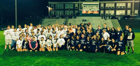 Members of both the Abington and Rockland Unified Soccer Teams prior to their match under the lights at Memorial Stadium on October 13.