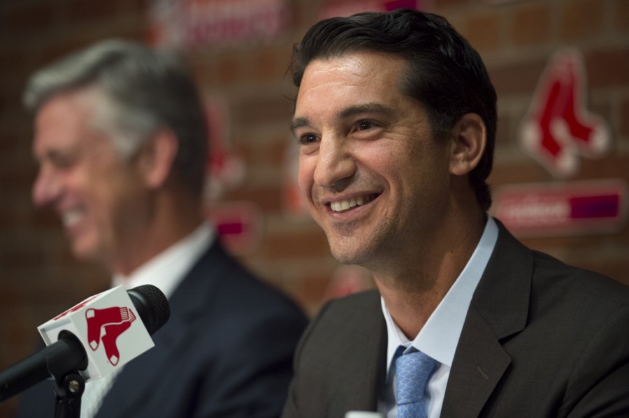 Boston Red Sox President of Baseball Operations Dave Dombrowski introduced Mike Hazen as the new Senior Vice President/General Manager of the Boston Red Sox during a press conference at Fenway Park on September 24.