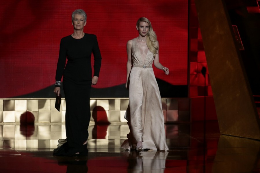 Jamie Lee Curtis and Emma Roberts, during the 67th Annual Primetime Emmy Awards at the Microsoft Theater in Los Angeles on Sunday, Sept. 20, 2015, are two examples of celebrities popular in celebrity culture. (Robert Gauthier/Los Angeles Times/TNS)