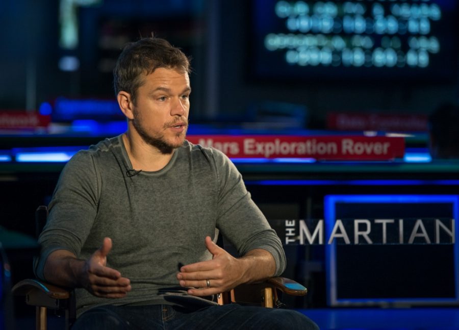Actor Matt Damon, who stars as NASA Astronaut Mark Watney in the film “The Martian, participates in media interviews, Tuesday, Aug. 18, 2015, at the Jet Propulsion Laboratory in Pasadena, California. NASA scientists and engineers served as technical consultants on the film. The movie portrays a realistic view of the climate and topography of Mars, based on NASA data, and some of the challenges NASA faces as we prepare for human exploration of the Red Planet in the 2030s. Photo Credit: (NASA/Bill Ingalls)