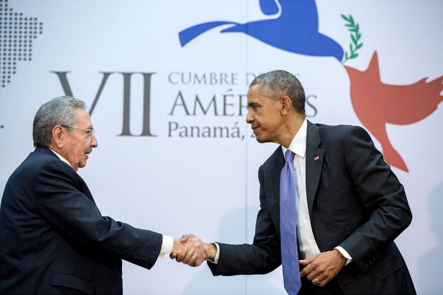 April 11, 2015
- The culmination of years of talks resulted in this handshake between the President and Cuban President Raúl Castro during the Summit of the Americas in Panama City, Panama. (Official White House Photo by Pete Souza) Public Domain

