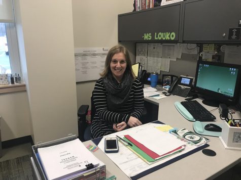 Mrs. Louko, AP, in her office at Abington High School on a February day in 2018.
