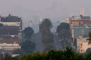 The impact on air quality of the 2018 Camp fire California wildfire as seen in San Francisco on Nov. 10