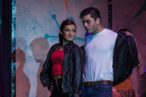 Sandra Dumbrowski, played by sophomore Lyla Blanchard, and Danny Zuko, played by senior Dylan Magararu in the final scene Youre the One that I Want during Abington High Schools performance of Grease March 14-16, 2019.