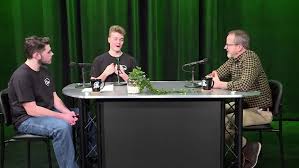 Mr. Steve Shannon (right) is interviewed by hosts Matt Lyons (left) and Aaron Johnson (right) on the Green Wave Gazettes Weekly Wave in the first season in 2018-2019.