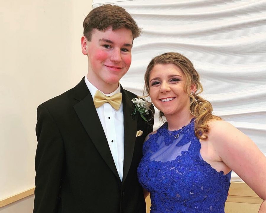 Junior Kaitlyn Polito and sophomore Aidan Fisher at Abington High School before the Junior Prom on Friday, March 29, 2019