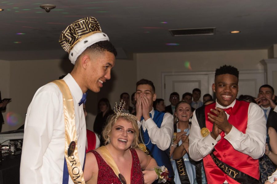 Prom King Cam Curney, Prom Queen Mikayla Littman, Yaz Zaidan, Kerrian Dennehy, and Jarib Cole at prom on March 29, 2019.