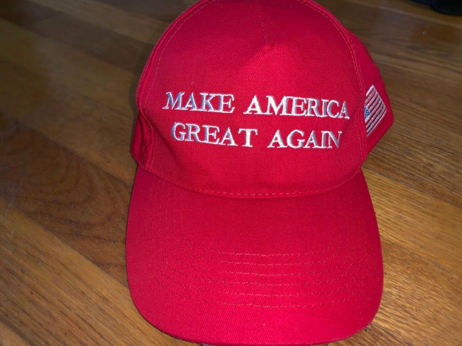 Make America Great Again hat is worn by many Trump supporters.