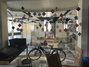 Students hang unique artwork from strings in Ms. Poiriers art room 2201 at Abington High School. June 4, 2019.
