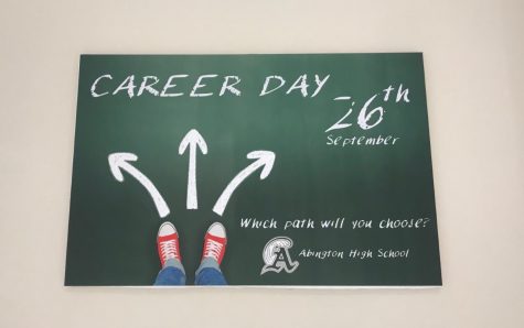 One of the Career Day Posters that hangs in the hallways of Abington High School this month to advertise the Thursday, September 26, 2019  event.