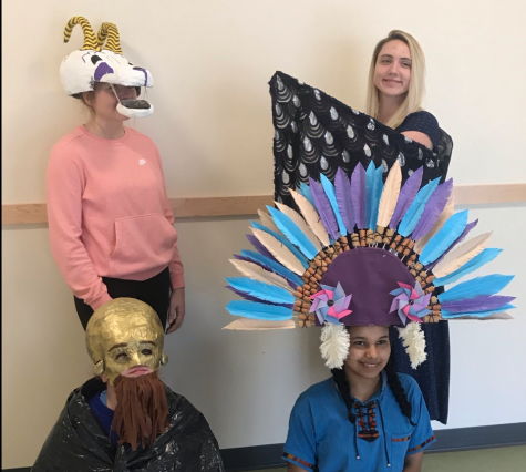 Students in Ms. Kenealys Sculpture Portfolio Class created moveable pieces based on mythological creatures. The students held a fashion show on Monday, October 7, 2019 in the High School hallway outside of the library.