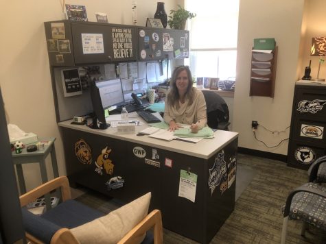 Ms. Ferioli working on students college applications on Thursday, November 14, 2019 in her Guidance department office at Abington High School.