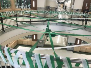 The second floor rotunda at Abington High School was streaming with Green Wave Pride on Tuesday, November 26, 2019 after school in preparation for tomorrows Pep Rally.