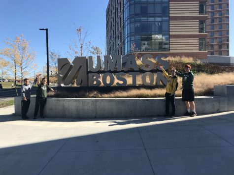 (From left to right) Abington seniors Andrew Roy, Connor Saccoach, Declan Hamill, Reid Norton (all members of the class of 2020) toured UMASS, Boston on Thursday, October 24, 2019