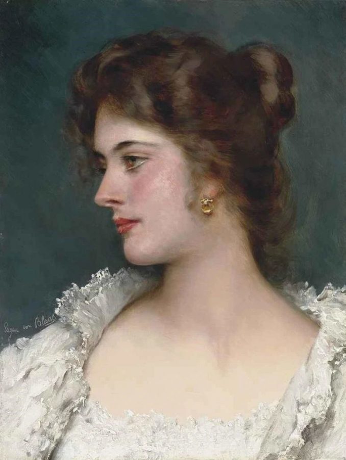 Many artists, like Eugene de Blaas, painted portraits of what was considered to be classic beauty in the 19th century, as seen in this oil painting of A Young Beauty.