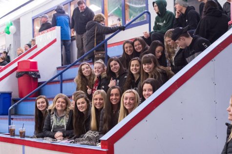 Abington High School hockey fans come to root on the team at the Rockland Rink for Senior Night on Wednesday, February 5, 2020.