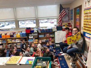 Abington High School ABC students read a story to highlight anti-bullying to a group of elementary students at the Beaver Brook on Friday, March 6, 2020.