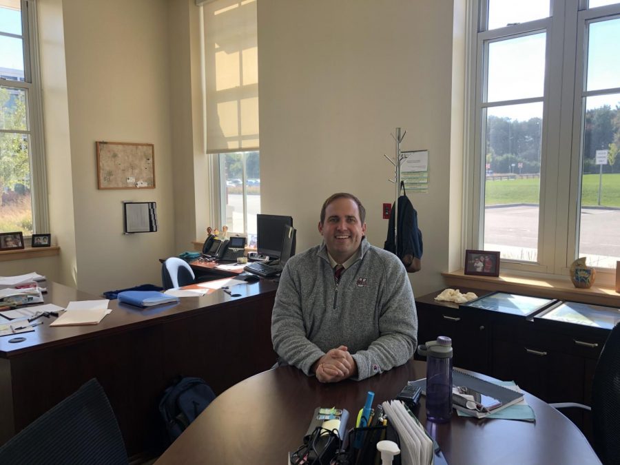 Mr. Bourn in his office at Abington High School on October 6, 2020