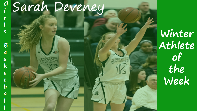 Sophomore+Girls+Basketball+player+Sarah+Deveney+is+highlighted+as+a+Winter+Sports+Athlete+of+the+Week.