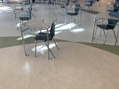 Student desks and seats once were occupied by two current teachers who have returned to Abington High School in a new role, that of the teacher.