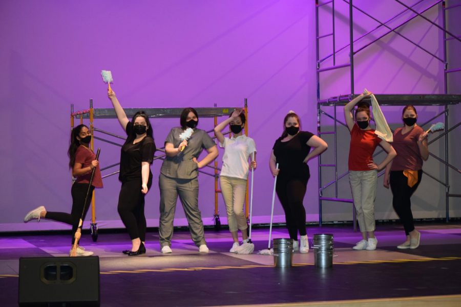 AHSs Drama Students pose during their rehearsal of WORKING on March 17, 2021 the Abington Middle-High Schools Auditorium.