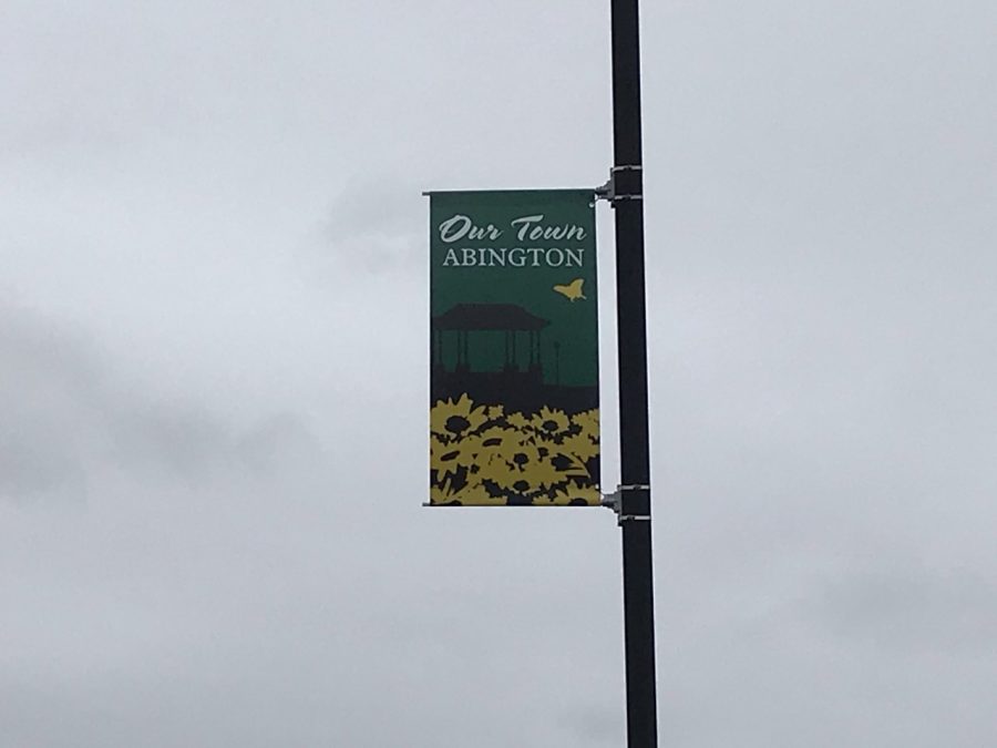 Against a chilly, overcast sky on Tuesday, April 13, 2021, , a sign of spring is seen on Gliniewicz Way in front of the Abington Middle-High School.