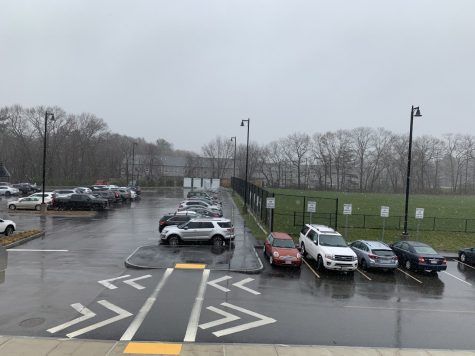 Winter returned on April 16, 2021 with light snow and sweeping rains seen outside of Abington High School.