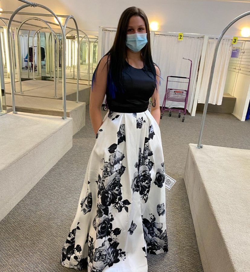 Senior Samantha Kelley in her junior prom dress. The junior prom was cancelled due to COVID-19 and will be held this June instead.