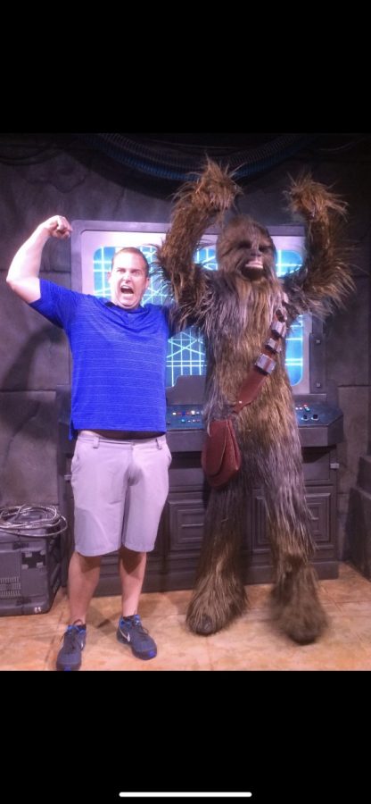 Mr. Jonathan Bourn, principal at Abington High School, poses with Chewbacca at the Star Wars land in Disney. Like many across the world, Bourn, May 4 is a special day to celebrate and Abington High School did this year.