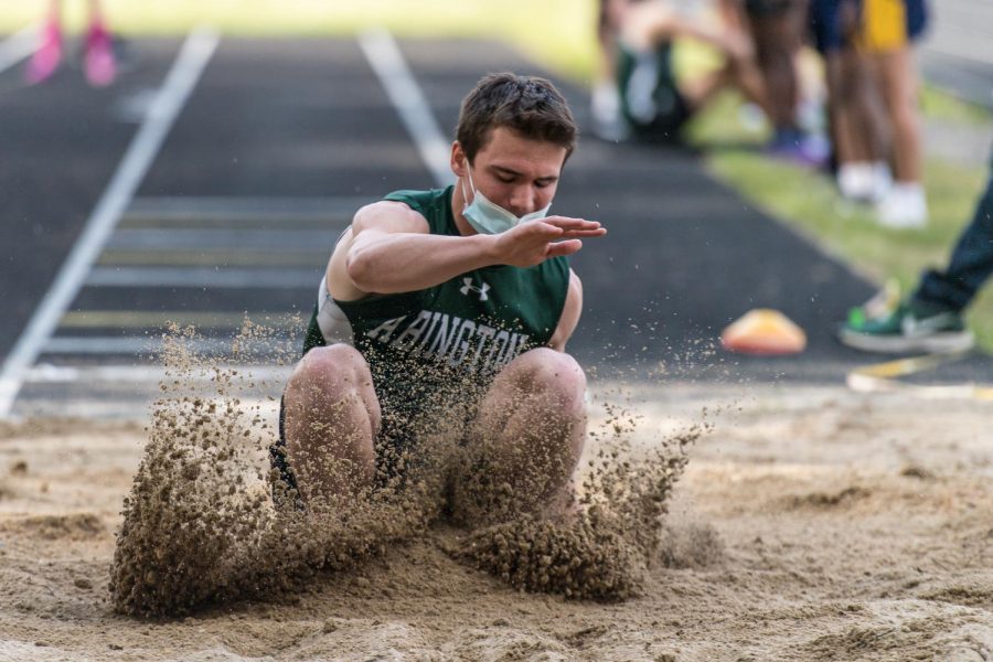 Abington High School junior Drew Donovan in a Track and Field meeting that was held in the spring due to the COVID-19 Pandemic.