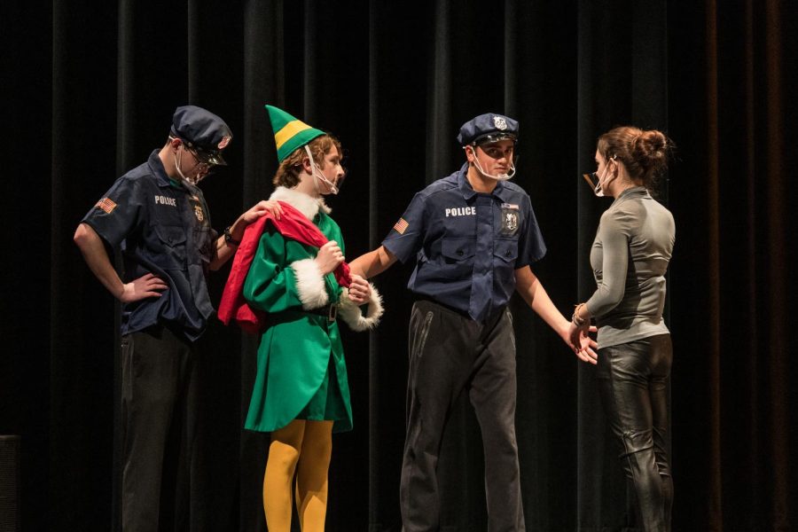 Alex Jernegan performs as security guard in Elf: The Musical